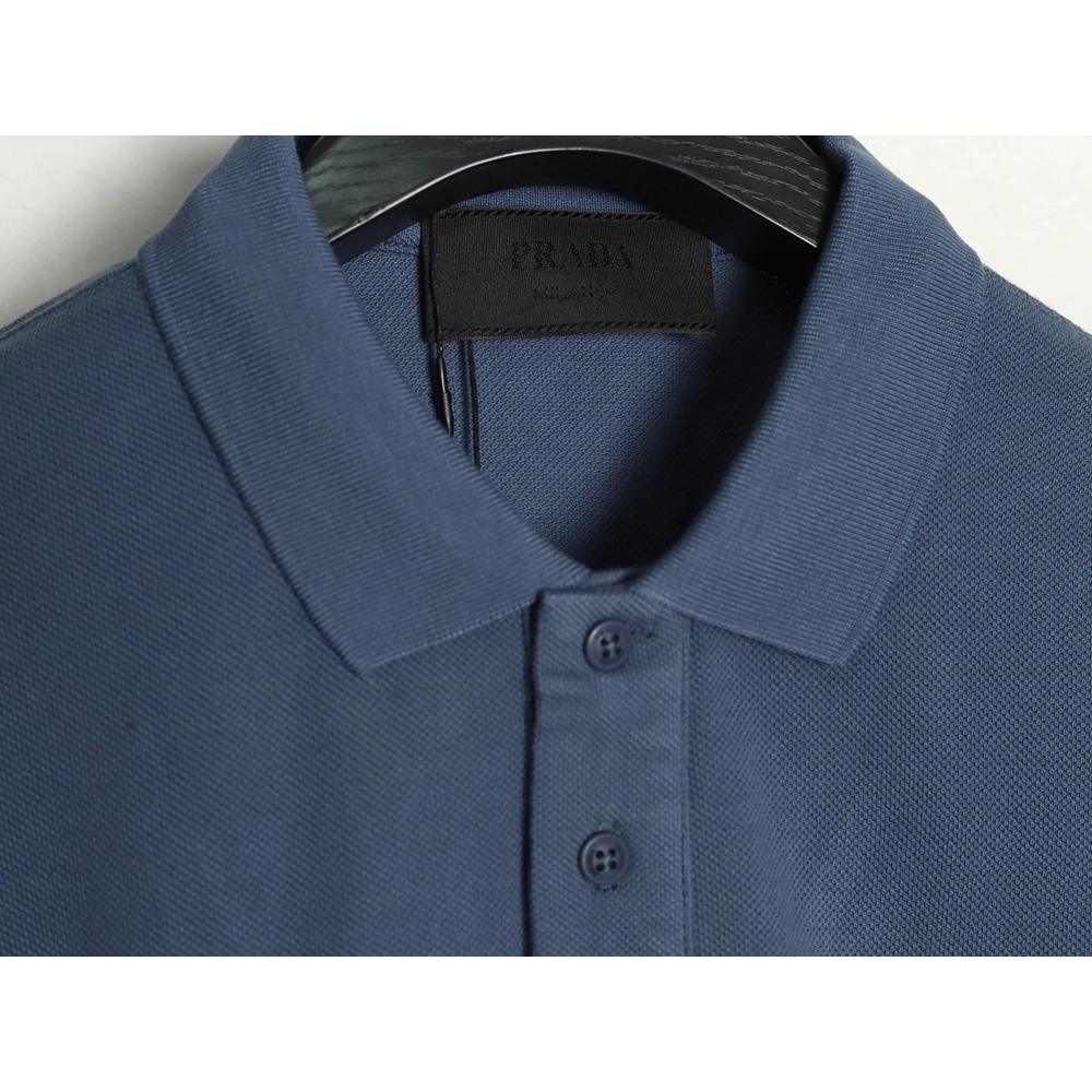 Prada chest triangle logo double bars short sleeve polo shirt TSK2,Prada