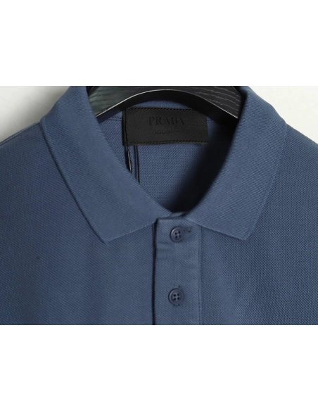 Prada chest triangle logo double bars short sleeve polo shirt TSK2,Prada