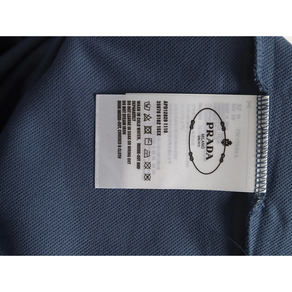 Prada chest triangle logo double bars short sleeve polo shirt TSK2,Prada