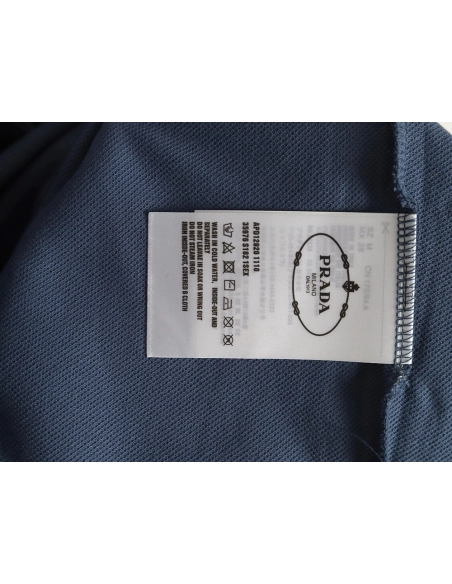 Prada chest triangle logo double bars short sleeve polo shirt TSK2,Prada