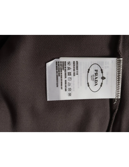 Prada chest triangle logo double bars short sleeve polo shirt TSK1,Prada