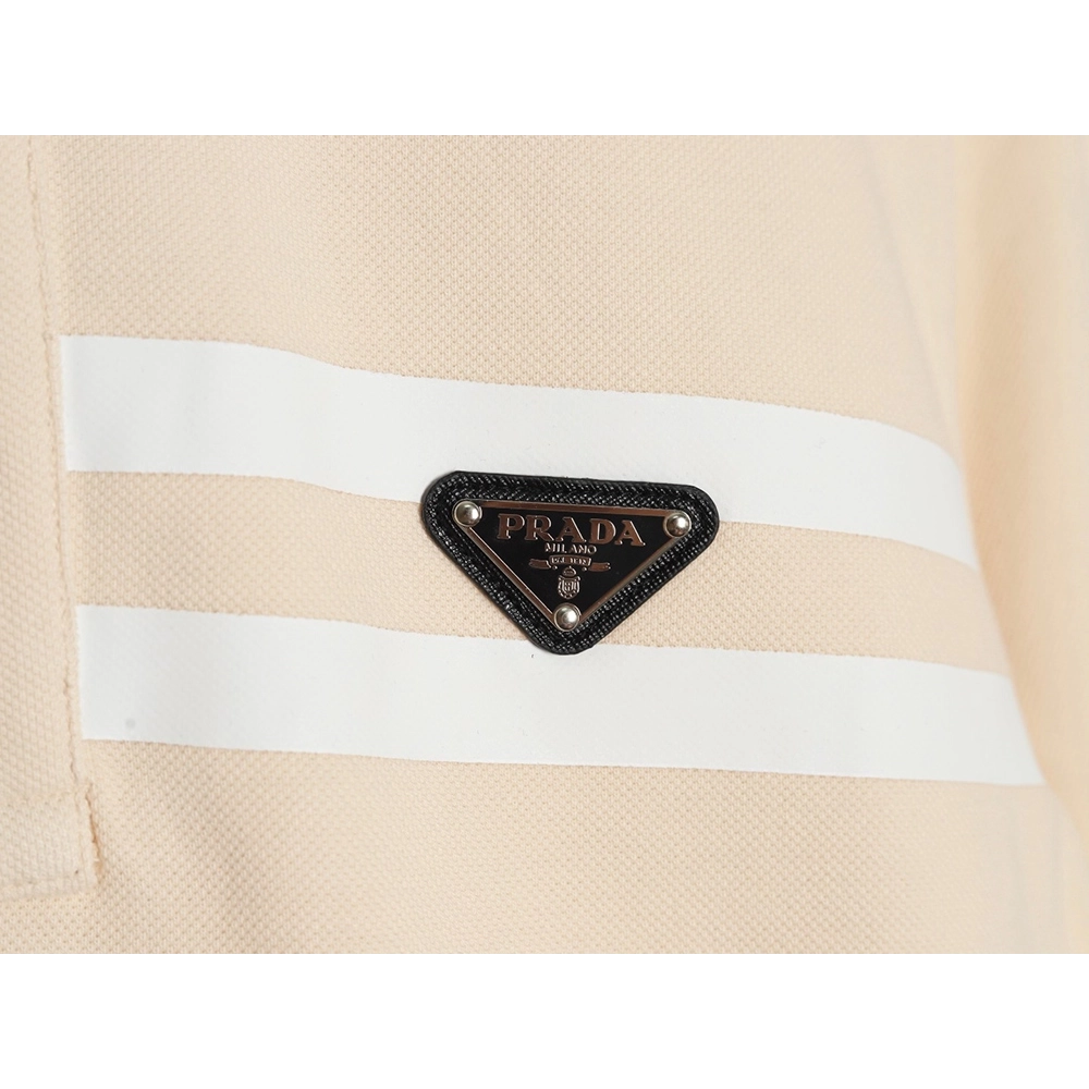 Prada chest triangle logo double bars short sleeve polo shirt,Prada