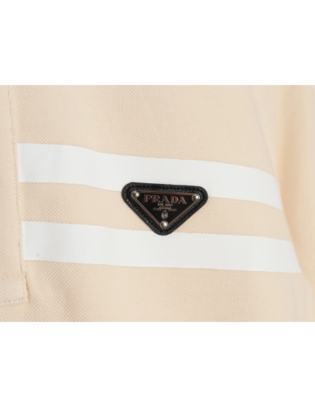 Prada chest triangle logo double bars short sleeve polo shirt,Prada