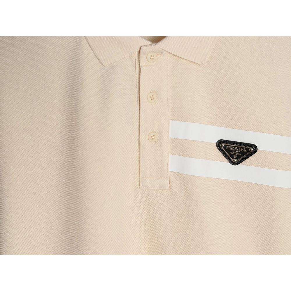 Prada chest triangle logo double bars short sleeve polo shirt,Prada