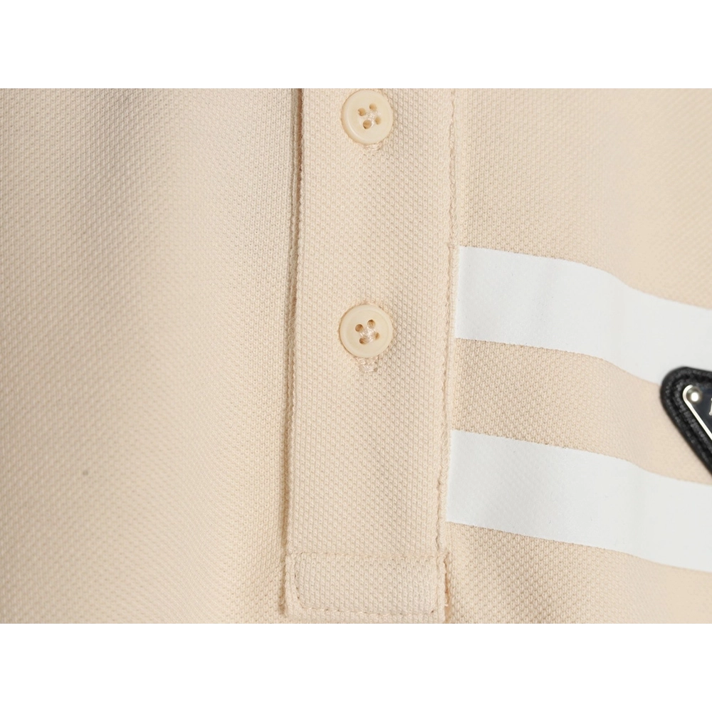 Prada chest triangle logo double bars short sleeve polo shirt,Prada