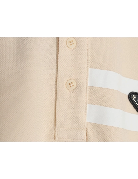 Prada chest triangle logo double bars short sleeve polo shirt,Prada