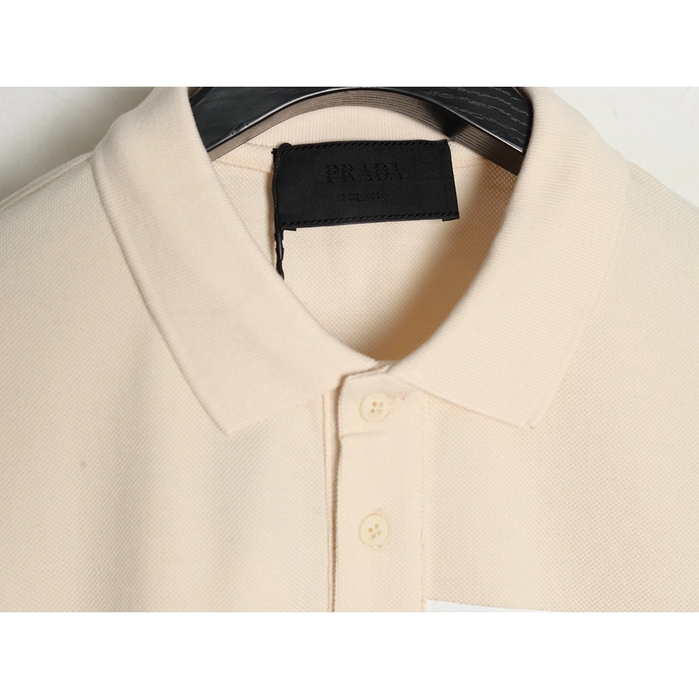 Prada chest triangle logo double bars short sleeve polo shirt,Prada