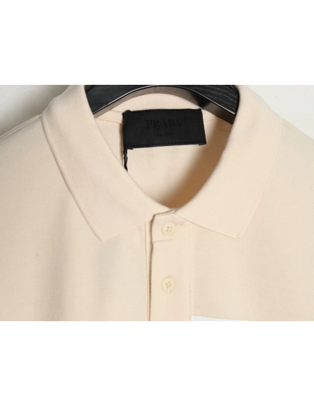 Prada chest triangle logo double bars short sleeve polo shirt,Prada