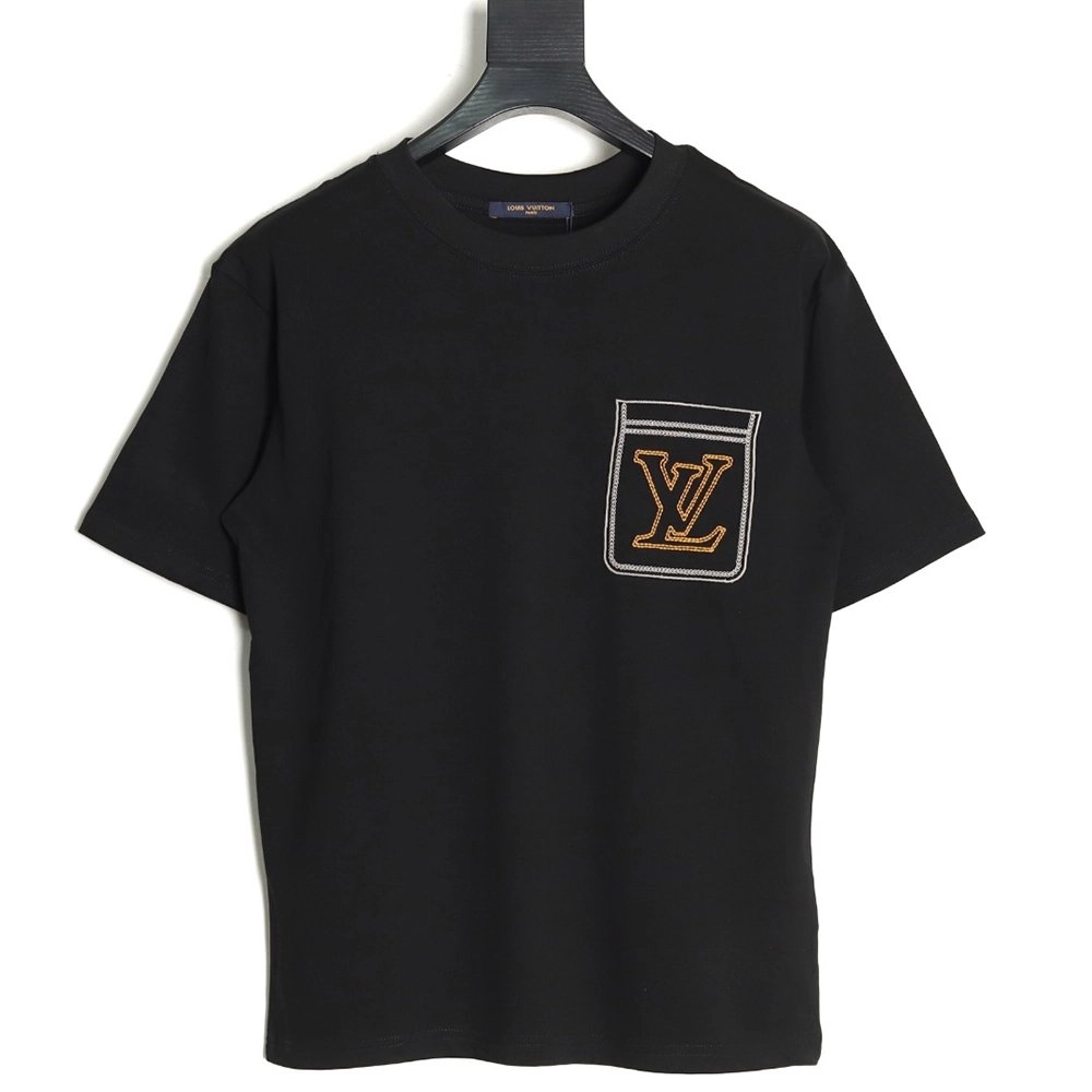 Louis Vuitton Line Fake Pockets Embroidered Short Sleeves TSK1,Louis Vuitton