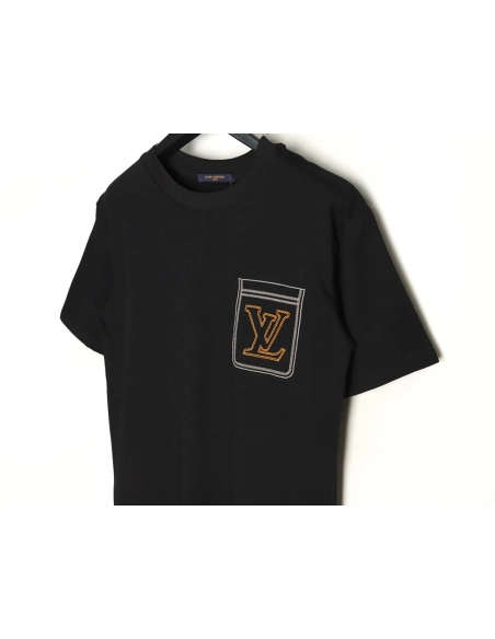 Louis Vuitton Line Fake Pockets Embroidered Short Sleeves TSK1,Louis Vuitton