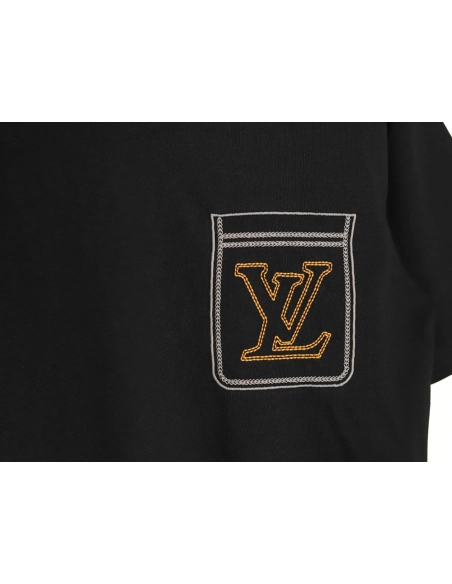 Louis Vuitton Line Fake Pockets Embroidered Short Sleeves TSK1,Louis Vuitton
