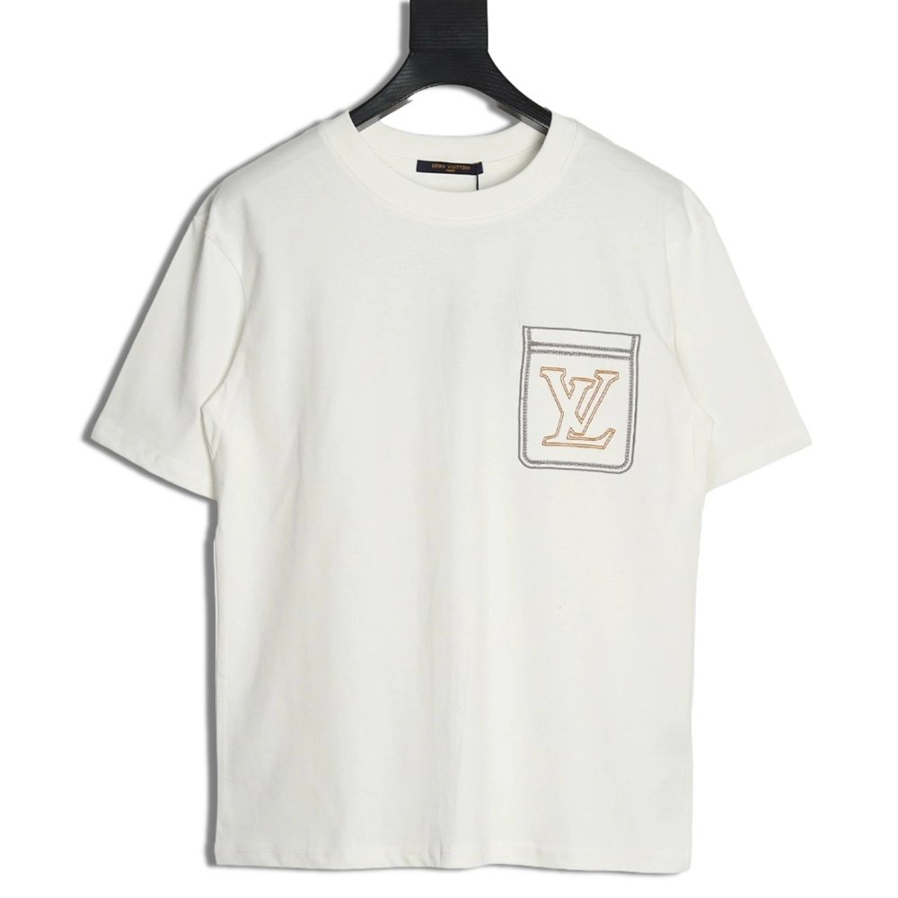 Louis Vuitton Line Fake Pockets Embroidered Short Sleeves,Louis Vuitton