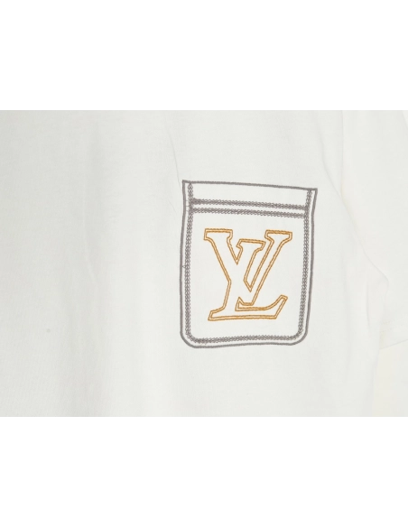 Louis Vuitton Line Fake Pockets Embroidered Short Sleeves,Louis Vuitton