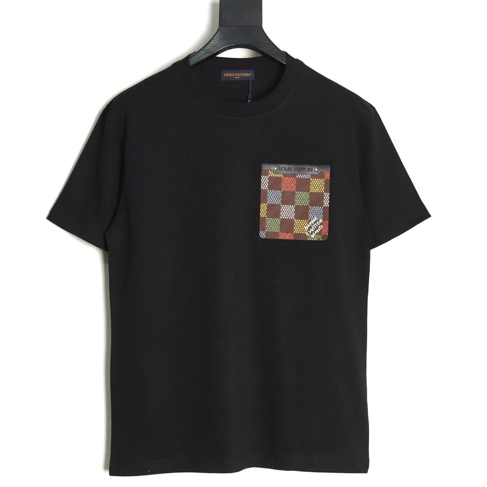 Louis Vuitton Checkerboard Leather Patches Pocket Short Sleeves TSK1,Louis Vuitton