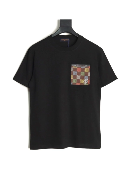 Louis Vuitton Checkerboard Leather Patches Pocket Short Sleeves TSK1,Louis Vuitton