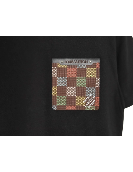 Louis Vuitton Checkerboard Leather Patches Pocket Short Sleeves TSK1,Louis Vuitton