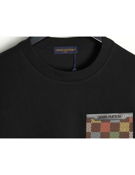 Louis Vuitton Checkerboard Leather Patches Pocket Short Sleeves TSK1,Louis Vuitton