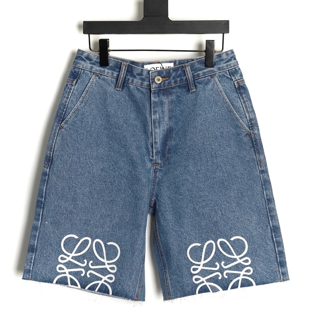 Loewe half-embroidered denim shorts,Loewe