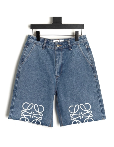 Loewe half-embroidered denim shorts,Loewe