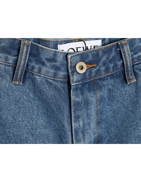 Loewe half-embroidered denim shorts,Loewe