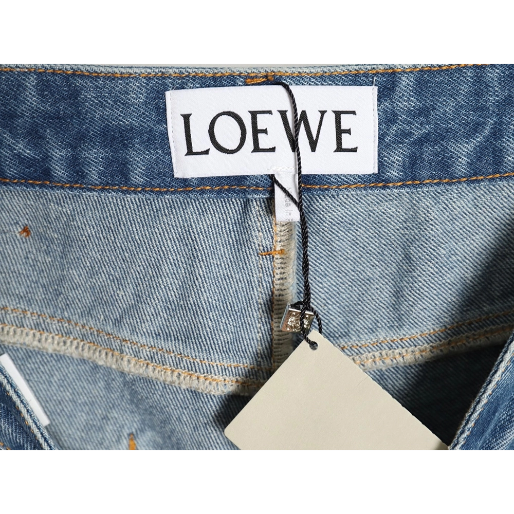Loewe half-embroidered denim shorts,Loewe