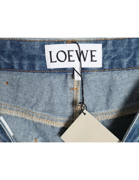 Loewe half-embroidered denim shorts,Loewe