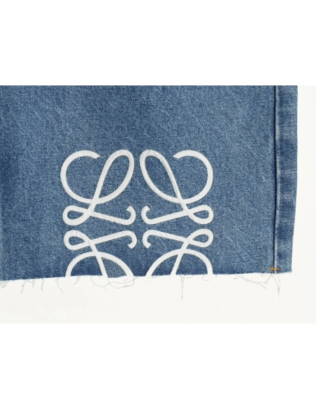 Loewe half-embroidered denim shorts,Loewe