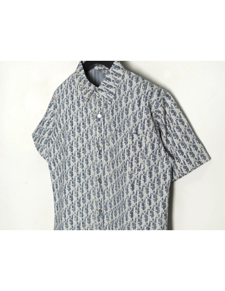 Dior all over print jacquard denim short sleeve shirt,Dior