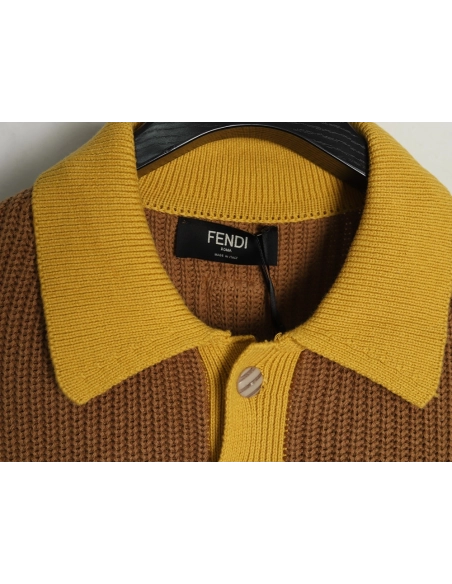Fendi Badge Striped Jersey Short Sleeve Polo Shirt,Fendi