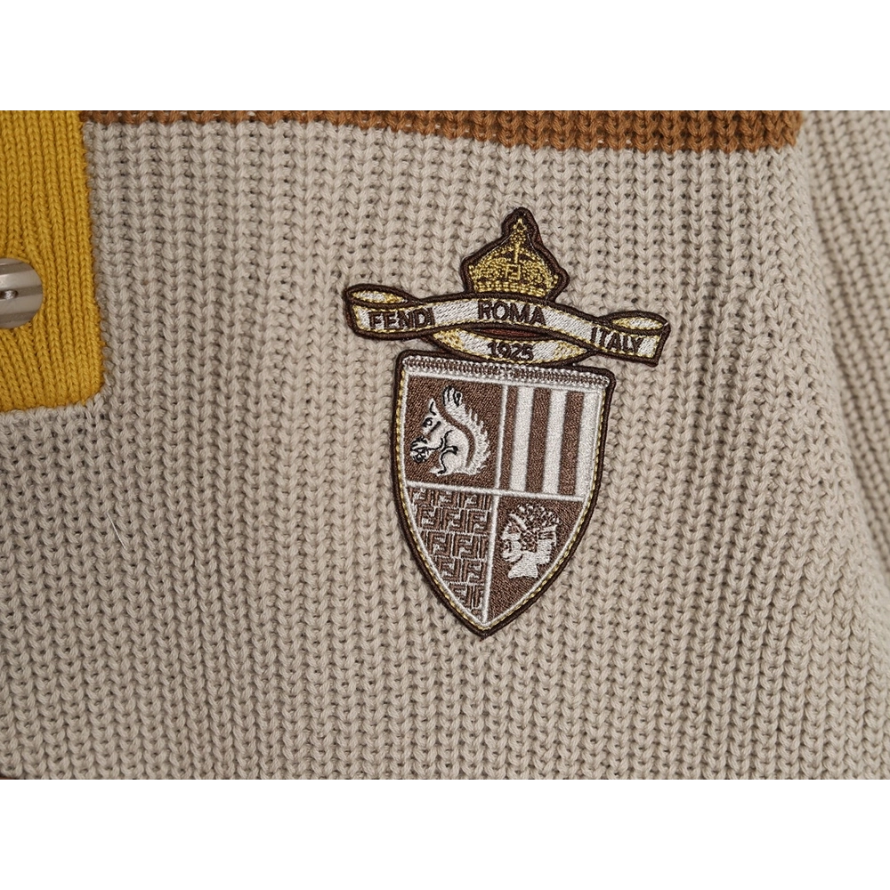 Fendi Badge Striped Jersey Short Sleeve Polo Shirt,Fendi