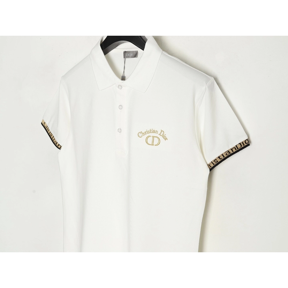 Dior CD gold embroidered letters Polo short sleeve,Dior
