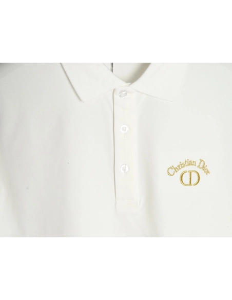 Dior CD gold embroidered letters Polo short sleeve,Dior