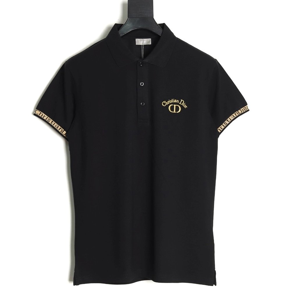 Dior CD gold embroidered letters Polo short sleeve TSK1,Dior