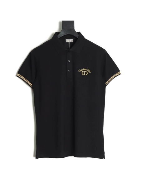 Dior CD gold embroidered letters Polo short sleeve TSK1,Dior