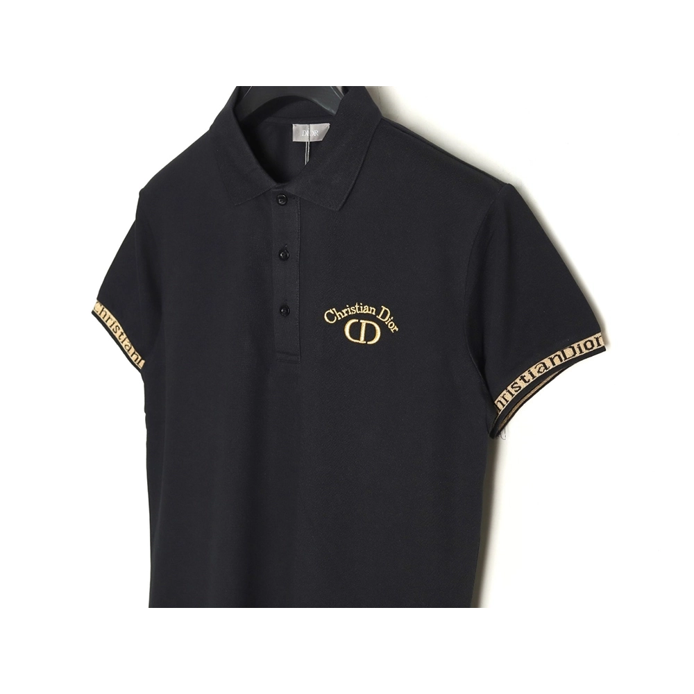 Dior CD gold embroidered letters Polo short sleeve TSK1,Dior