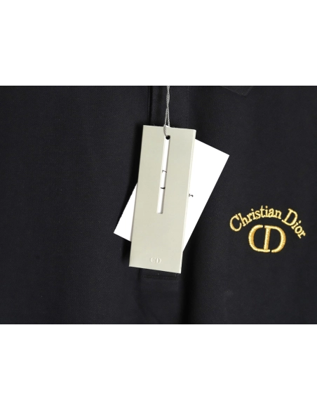 Dior CD gold embroidered letters Polo short sleeve TSK1,Dior