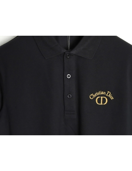 Dior CD gold embroidered letters Polo short sleeve TSK1,Dior