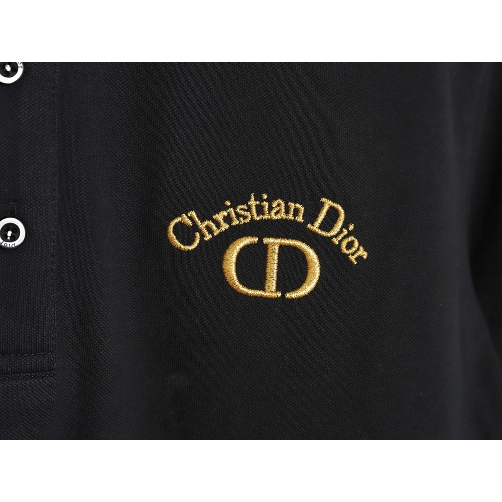 Dior CD gold embroidered letters Polo short sleeve TSK1,Dior