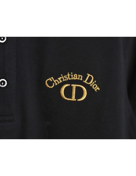 Dior CD gold embroidered letters Polo short sleeve TSK1,Dior