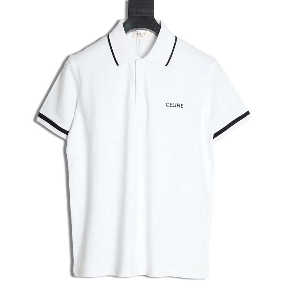 Celine classic embroidered small logo Polo short sleeve,Celine