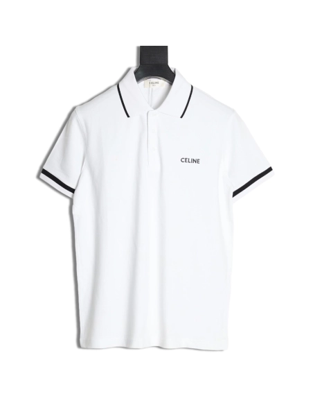 Celine classic embroidered small logo Polo short sleeve,Celine
