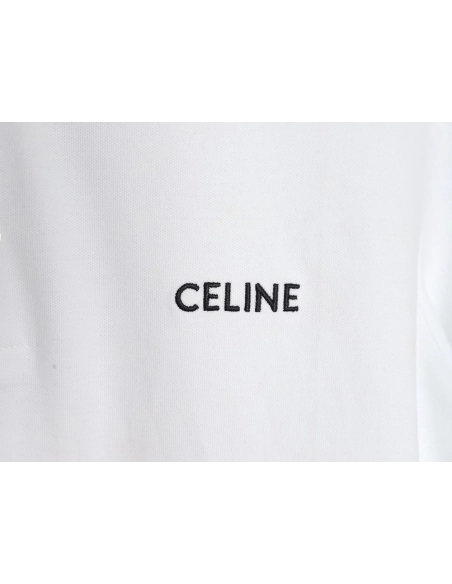 Celine classic embroidered small logo Polo short sleeve,Celine