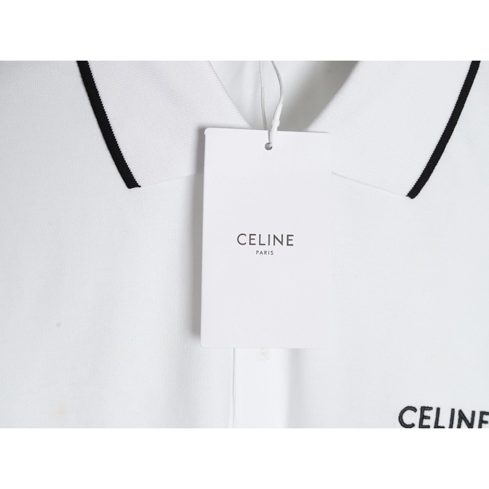 Celine classic embroidered small logo Polo short sleeve,Celine