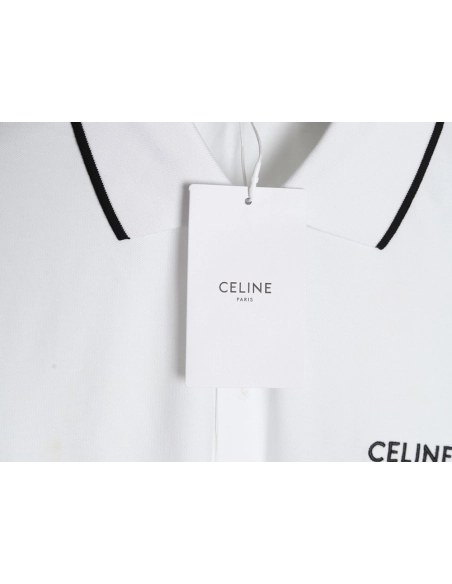 Celine classic embroidered small logo Polo short sleeve,Celine
