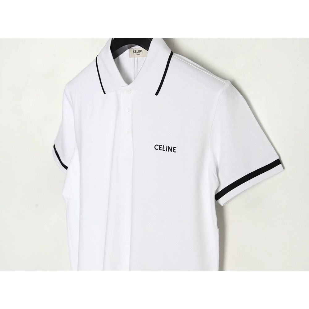Celine classic embroidered small logo Polo short sleeve,Celine