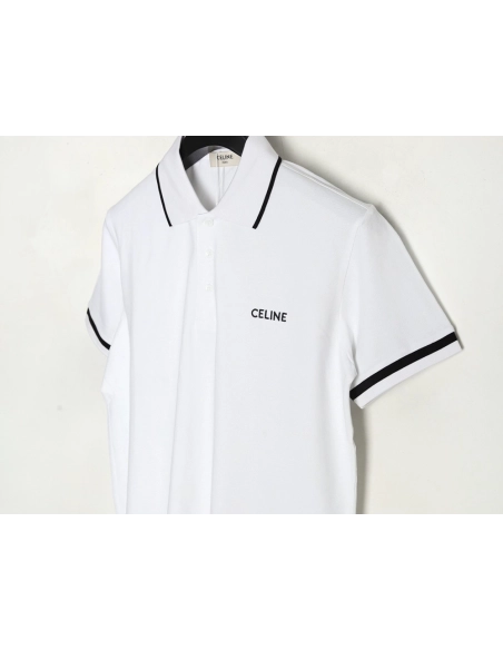 Celine classic embroidered small logo Polo short sleeve,Celine