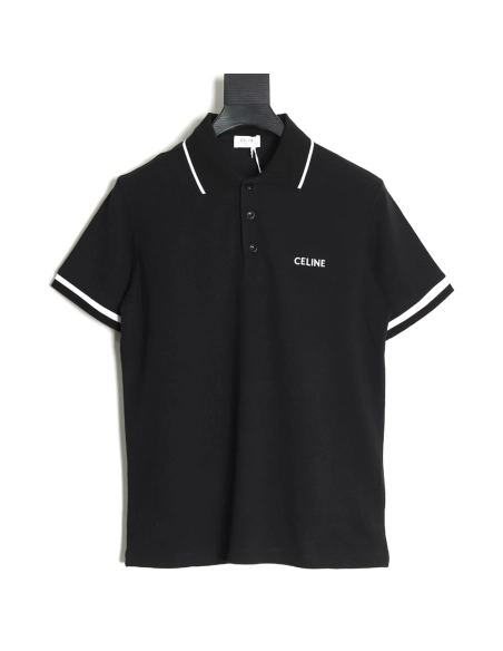 Celine classic embroidered small logo Polo short sleeve TSK1,Celine