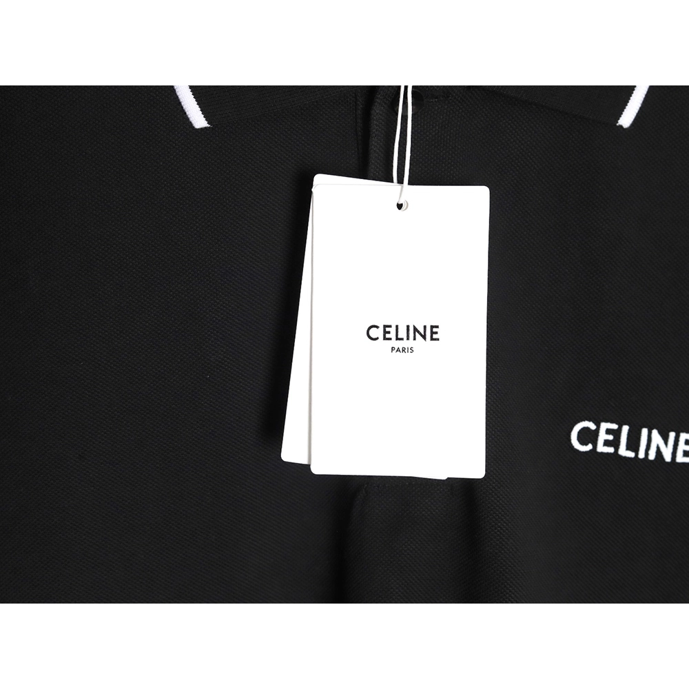 Celine classic embroidered small logo Polo short sleeve TSK1,Celine