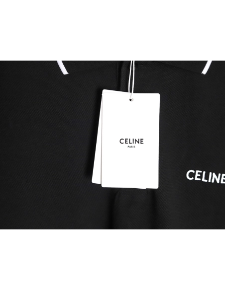 Celine classic embroidered small logo Polo short sleeve TSK1,Celine