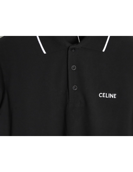 Celine classic embroidered small logo Polo short sleeve TSK1,Celine